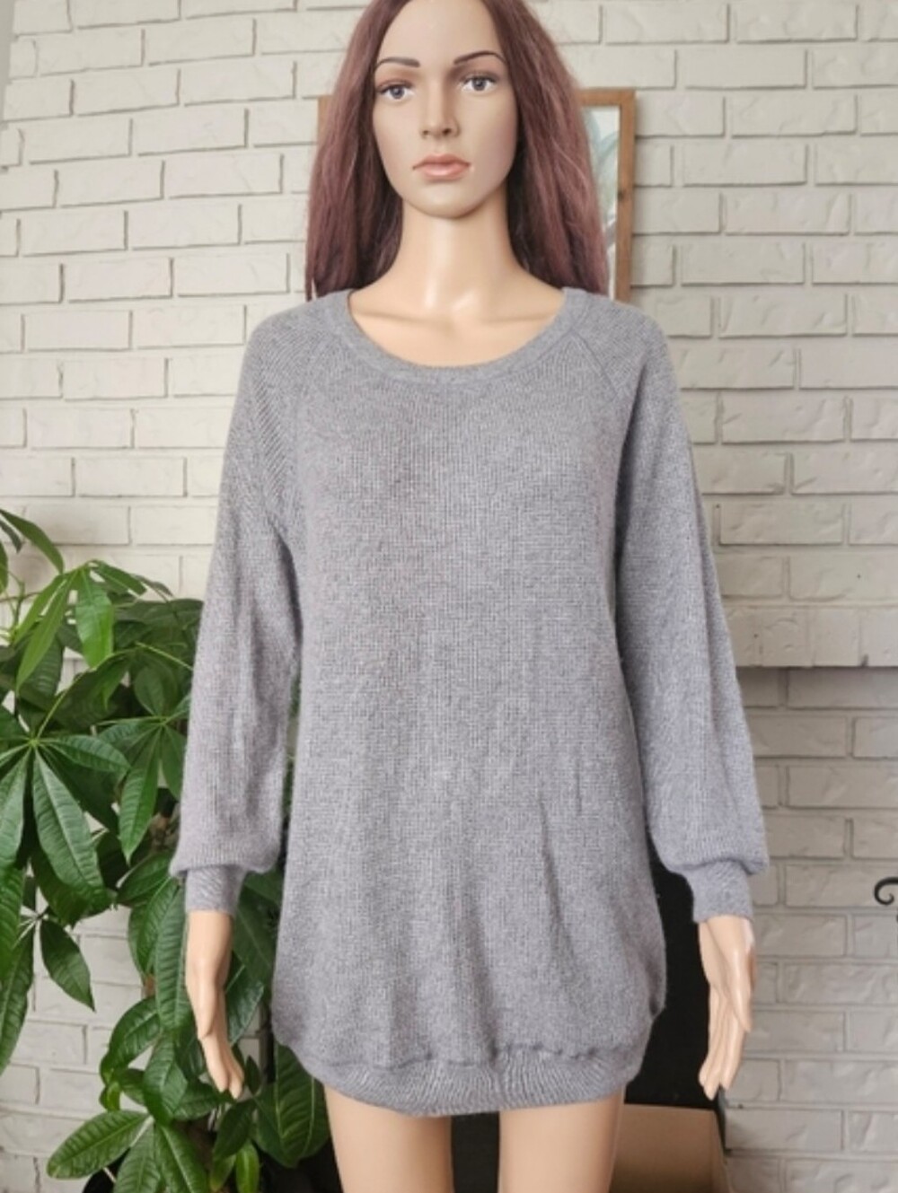 Aritzia Talula Heather Gray Scoop Neck Knit Sweater Dress Long Line Loose Fit